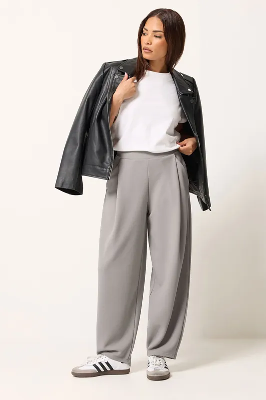 Petite Crinkle Barrel Leg Trousers - PixieGirl
