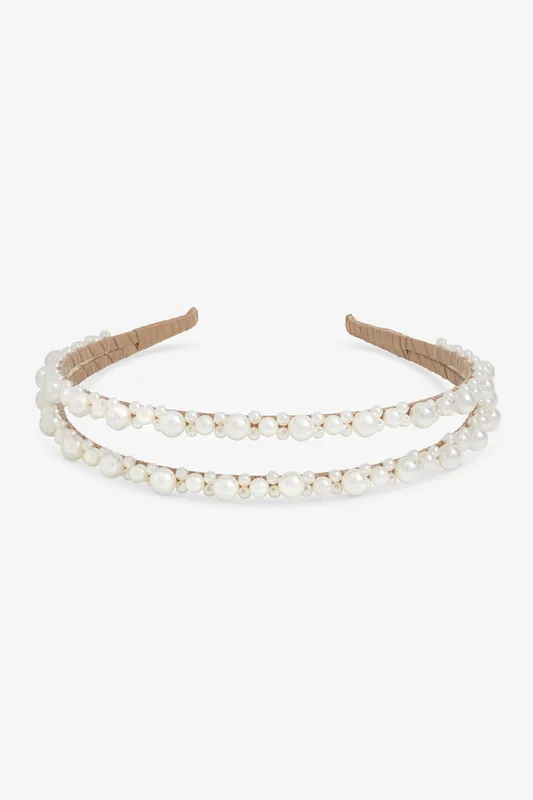 Pearl Double Row Headband - Jon Richard