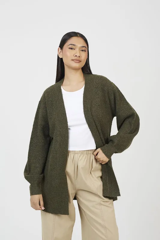 Fisherman Knit Dropped Shoulder Cardigan - Brave Soul