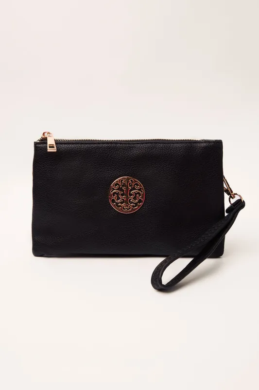 Detailed Zip Up Purse With Detachable Strap - Blue Vanilla