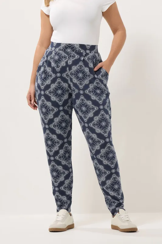Bandana Print Harem Trousers - Yours