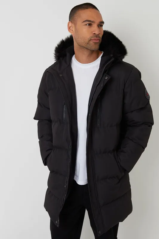 Showerproof Longline Quilted Parka Jacket - Threadbare