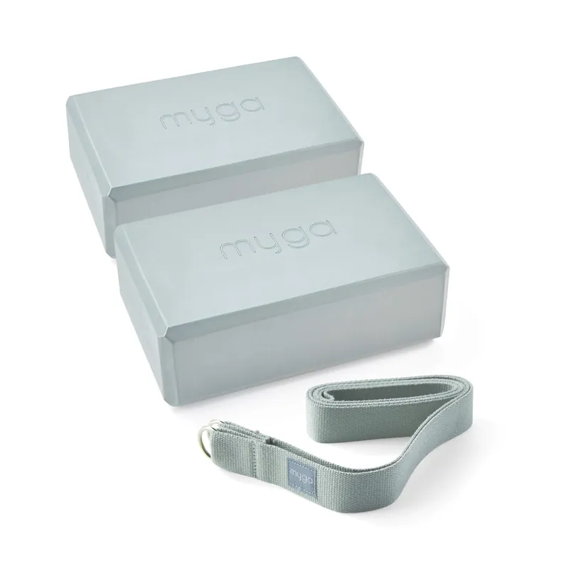 2 Yoga Blocks and Strap Set - Myga