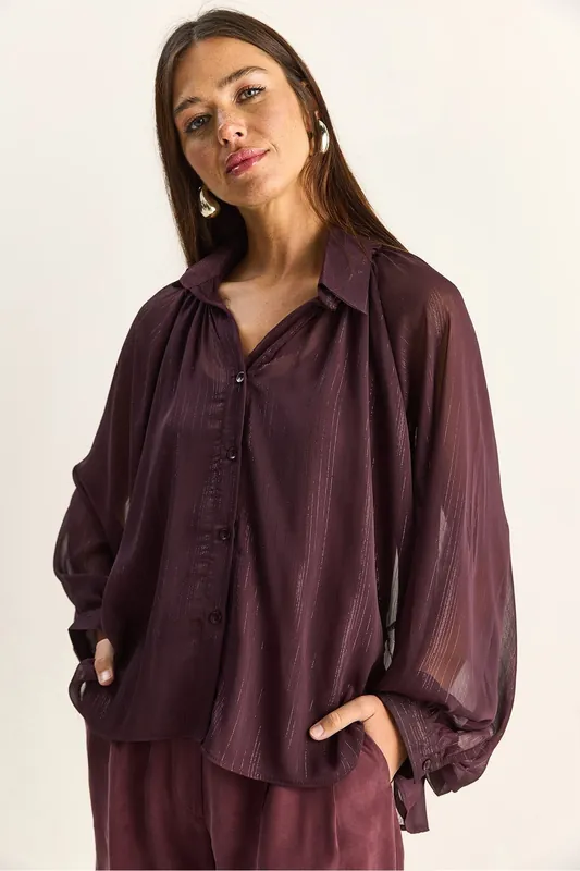 Loose Cotton Chiffon Shirt - Bianco Lucci