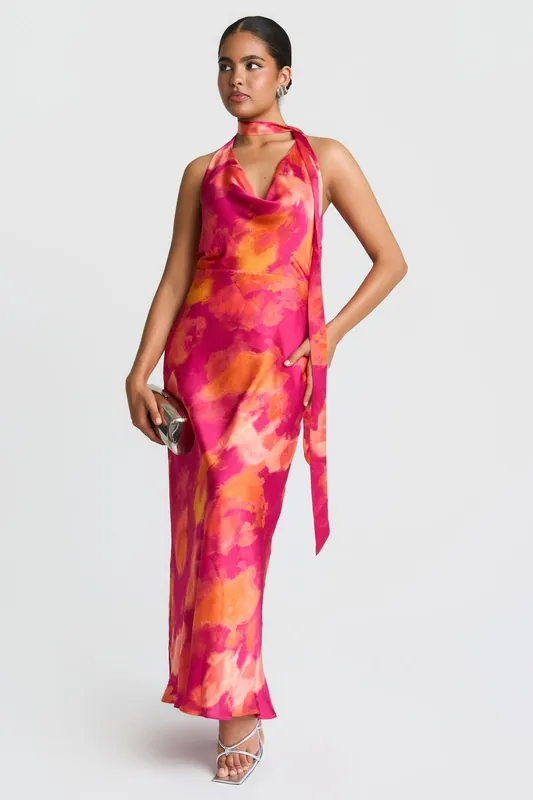 Marble Scarf Neck Maxi Dress - Needs No Label