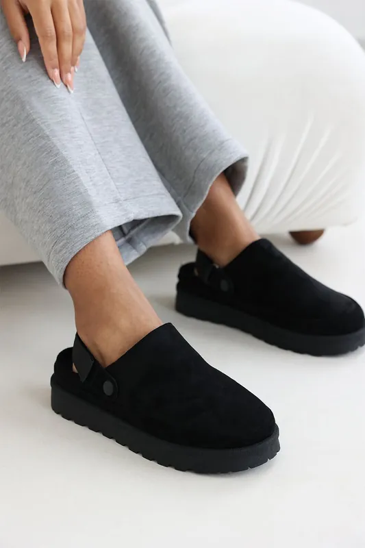 Vayda' Suede Clog Boots With Slingback Strap - Where's That From