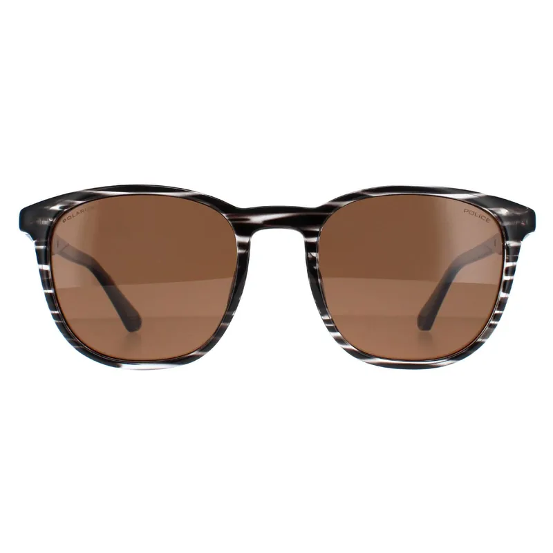 Round Striped Grey Brown Polarized SPLF18E - Police