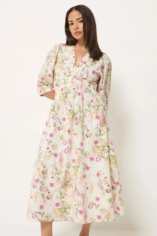 Petite Floral Midi Tea Dress - PixieGirl