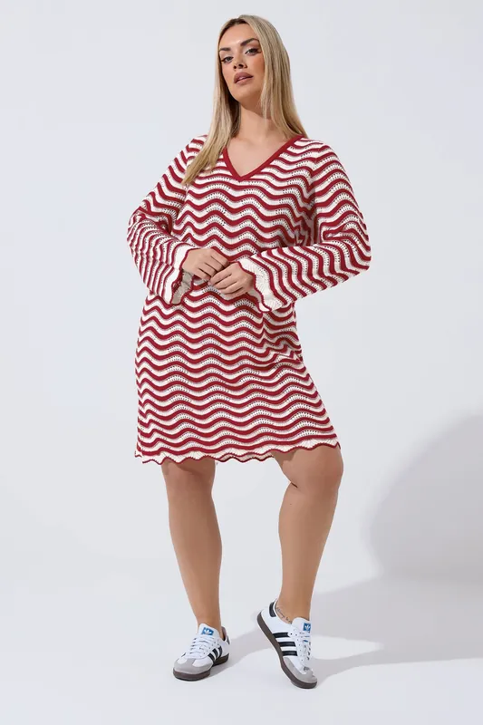 Stripe Crochet Knitted Dress - Yours