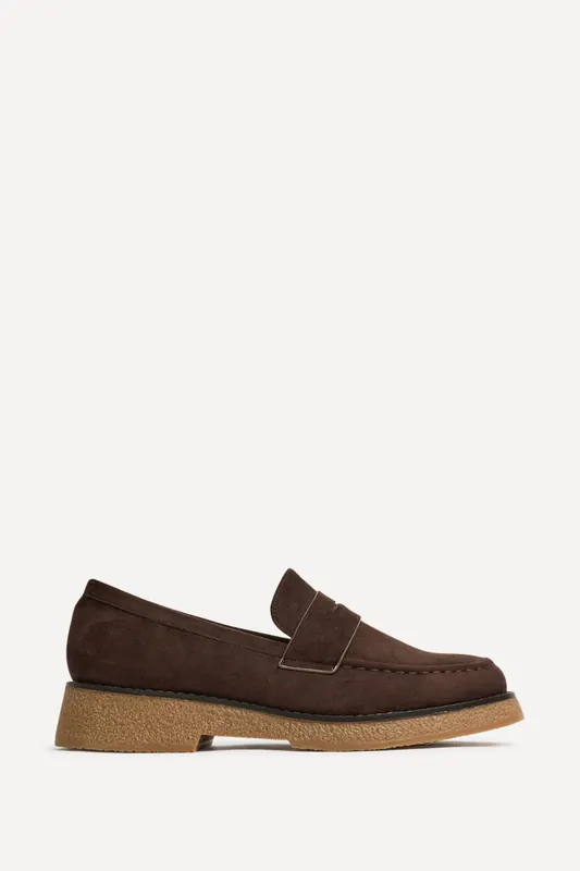 Hilton Brown Faux Suede Penny Loafer - Linzi