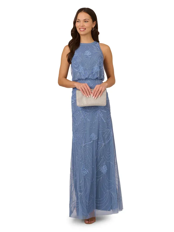 Bead Blouson Long Dress - Adrianna Papell