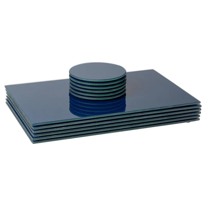 12pc Glass Placemats & Round Coasters Set - 30 x 20cm Protection Mats