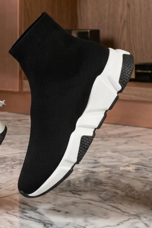 Knit Slip-On Sock Trainer Sneakers with Sole Detail