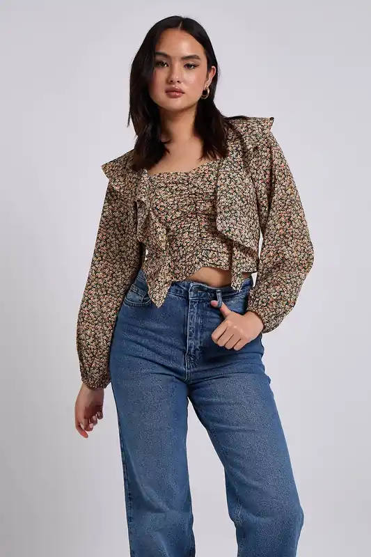 Liv Ruffle Floral Blouse - Urban Bliss