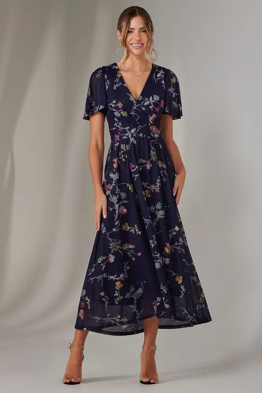 Mesh Short Sleeve Midaxi Dress - Jolie Moi
