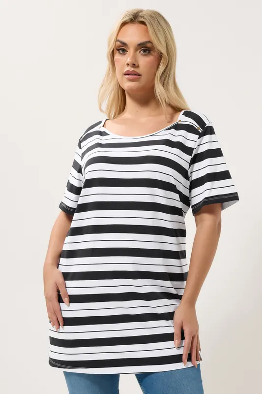Stripe Stud Detail T-Shirt
