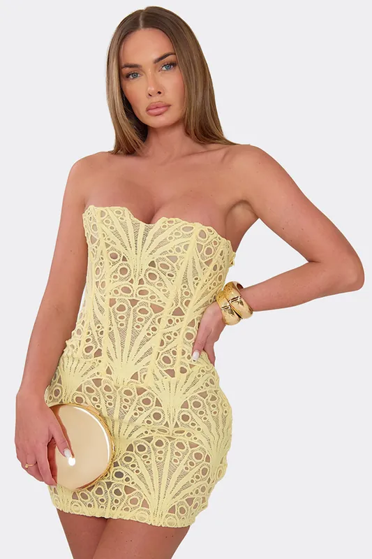 Sleeveless Lace Mini Dress - EGO