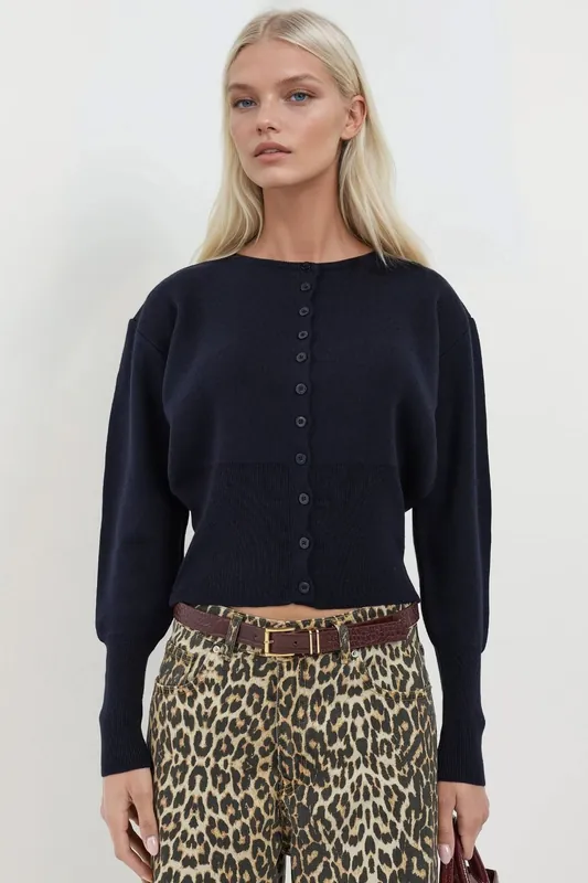 Slim Fit Crew Neck Knit Cardigan - Hiccup