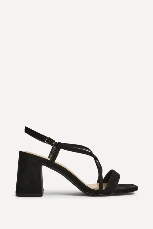 Remain Wide Fit Black Heeled Sandals - Linzi