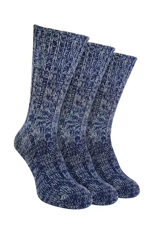 3 Pack Warm 100% Wool Ribbed Socks with Reinforced Heel and Toe - Sock Snob