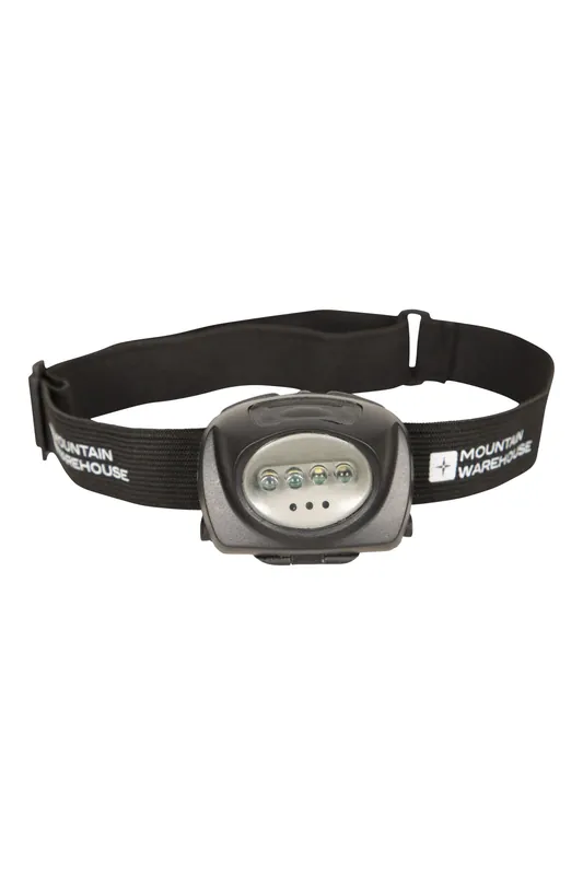 Durable Adjustable Strap Outdoor 4 Red and 1 White LED Bulb Head Torch - Mountain Warehouse