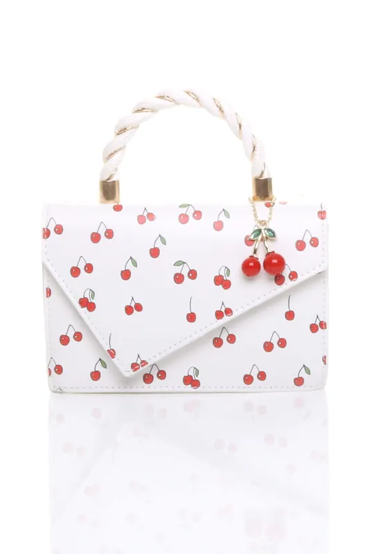 Twist Handle Cherry Mini Tote Grab - AJVANI
