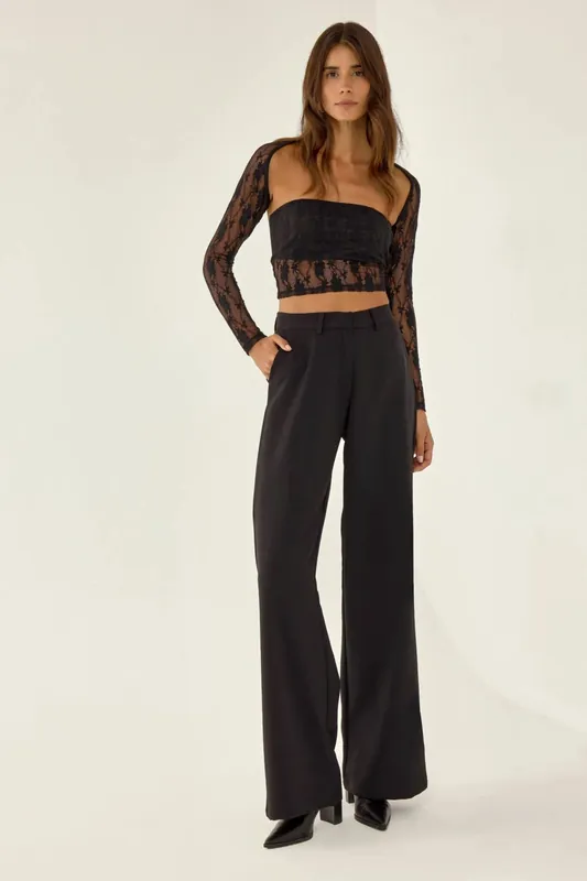 Fitted High Waisted Flared Trousers - Hiccup