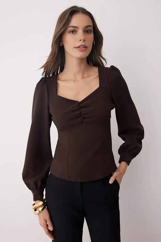 Woven Blouse with Gathered Detail - WOVCOR