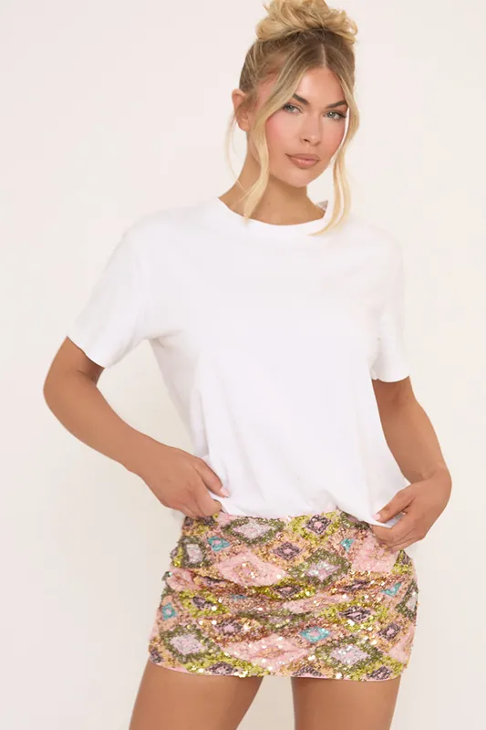 Sequin Low Rise Mini Skirt - EGO