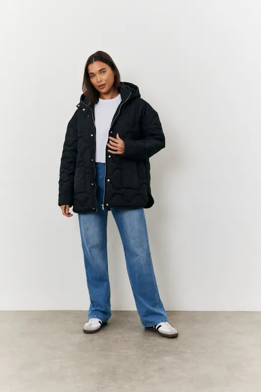 Black Quilted Boxy Fit Jacket - In The Style