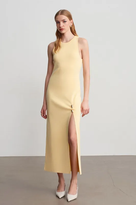 Sleeveless Ribbed Bodycon Midi Dress - Dilvin