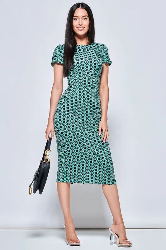 Short Sleeve Jersey Bodycon Midi Dress - Jolie Moi