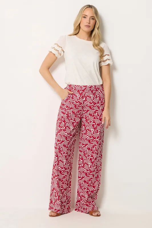 Tall Leaf Print Wide Leg Trousers - Long Tall Sally