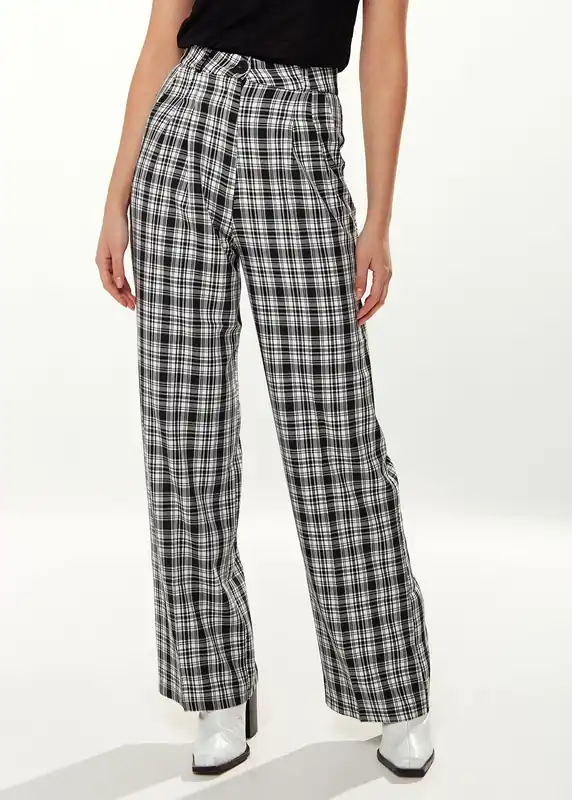 Checked Trousers in Black & White - Liquorish
