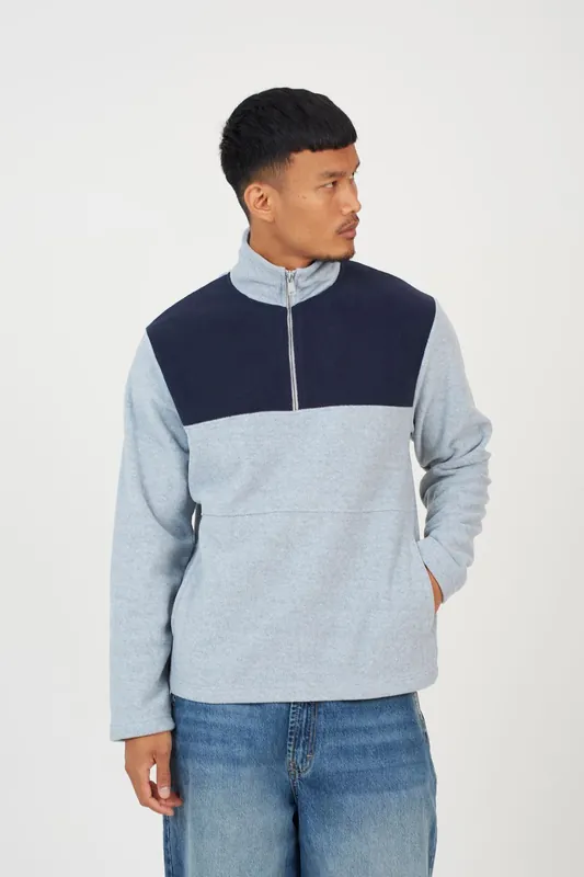 Contrast Panel Quarter Zip Sweatshirt - Brave Soul