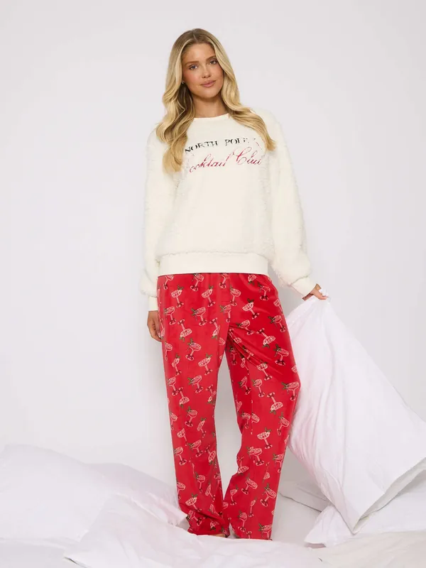 Cocktail Club Borg Sweater and Velour Trouser Lounge Set - Loungeable