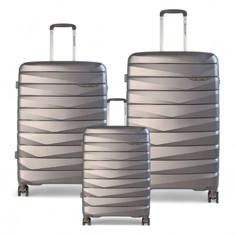 Hard Shell TSA Smoke Strong Suitcase Set 8 Wheel Cabin Luggage Holiday Travel Case - Infinity Leather