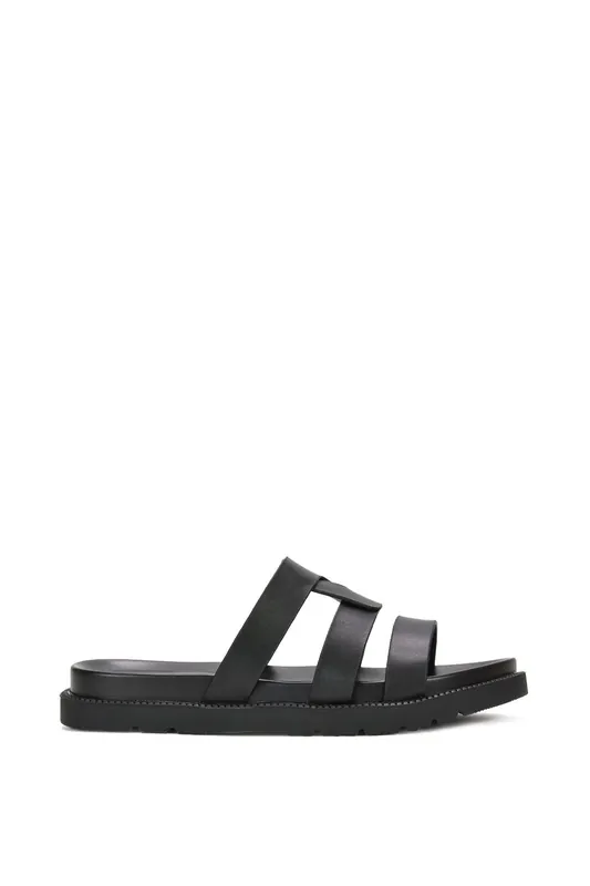 Aurelia' Flat Slider Sandals With Comfortable Footbed - XY London