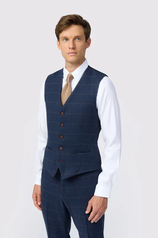 Ezra Blue Check Waistcoat - Antique Rogue