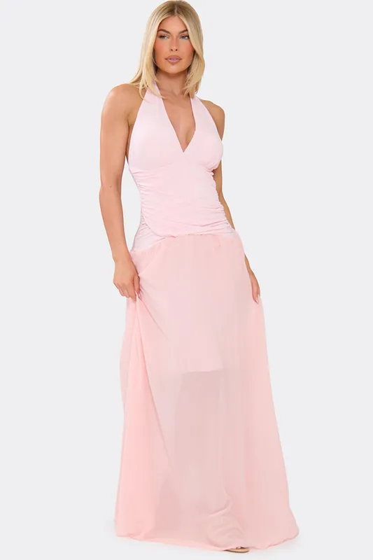 Sleeveless Plunging Neckline Maxi Dress - EGO