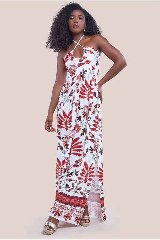 Printed Tie Back Maxi - Goddiva