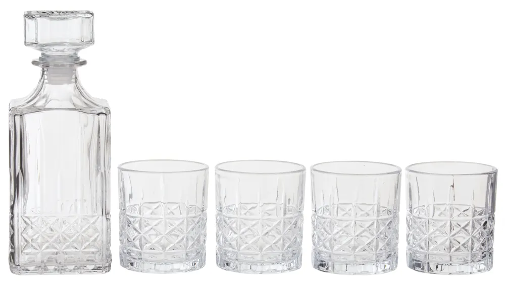 Diamond Pattern Decanter With Four Glasses - Orsina