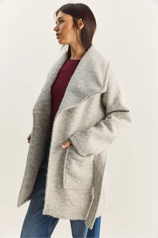 Textured Midi Coat - Bianco Lucci