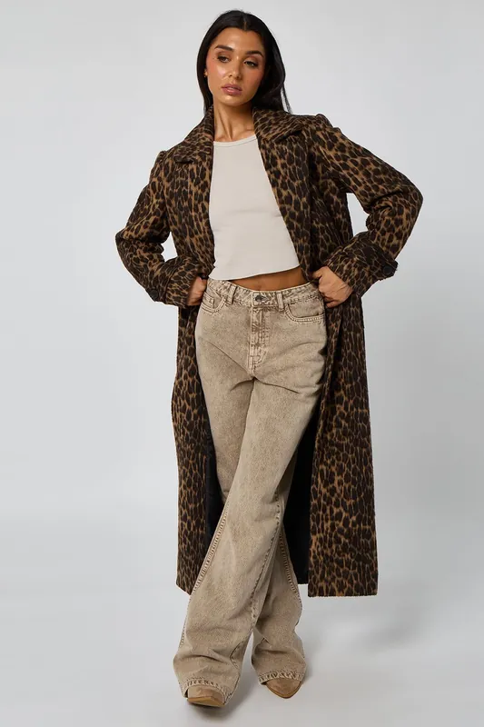 Leopard Wool Formal Coat - Urban Bliss