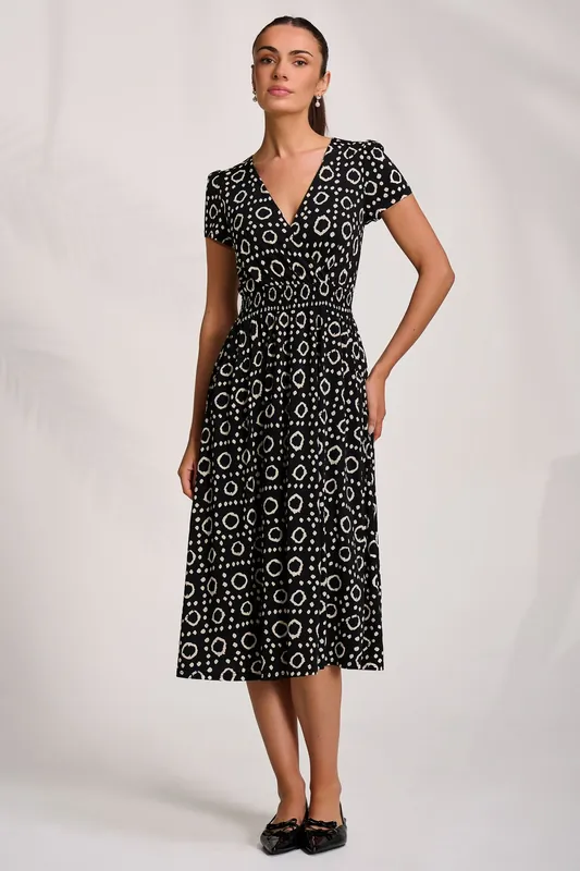 Cap Sleeve Printed Jersey Midaxi Dress - Jolie Moi