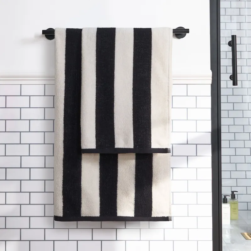 Stripe 100% Cotton Bath Towel Hotel Quality Soft Absorbent - OHS