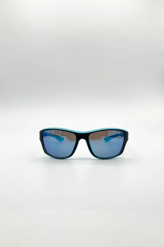 Basic Outdoor Sports Racer Sunglasses In Blue With Case - SVNX