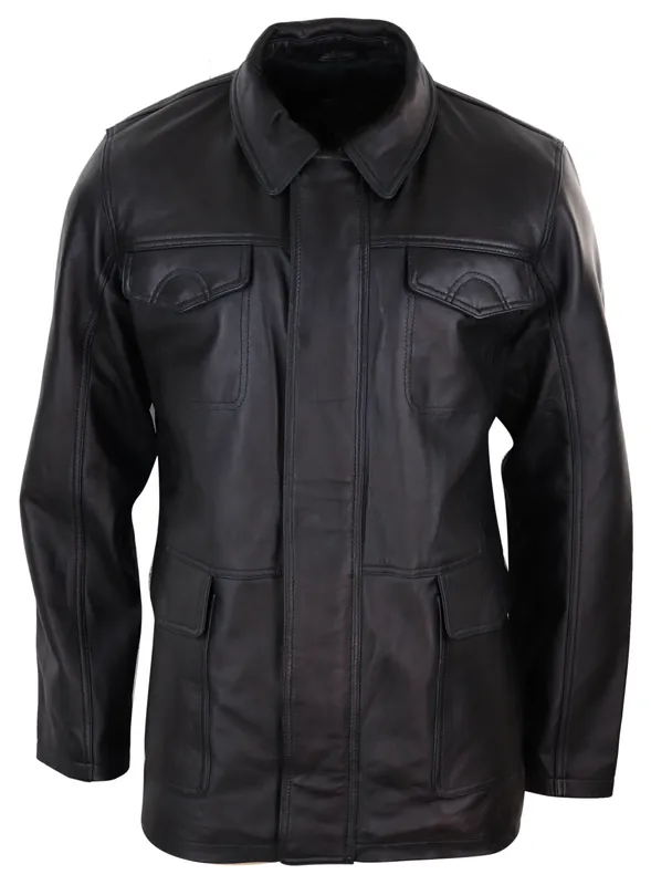 Classic Leather Safari Jacket Overcoat Napa - TruClothing