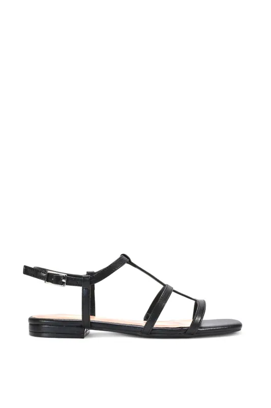 Danielle' Flat Strappy Caged Sandals With Square Toe - XY London
