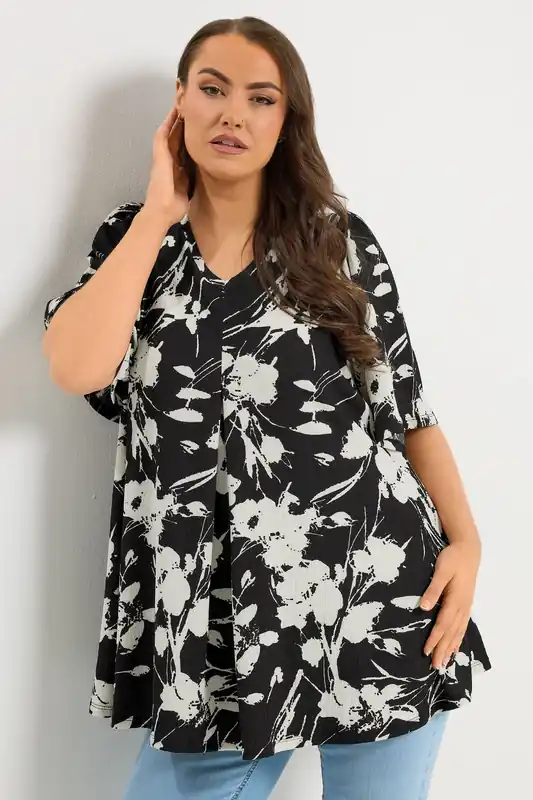 Abstract Floral Pleat Front Top - Yours